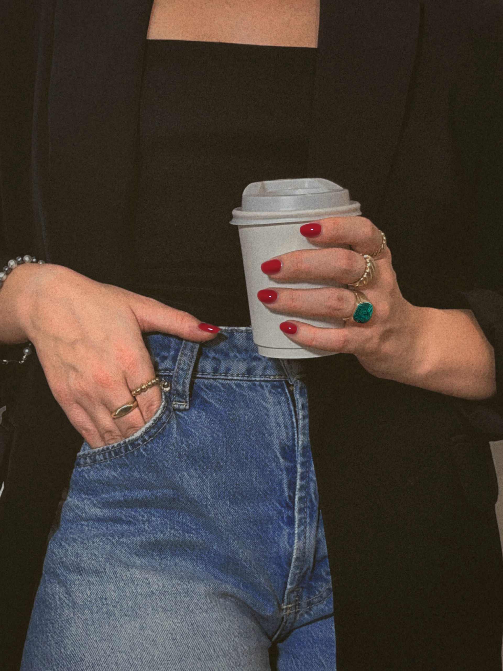 coffee red nails